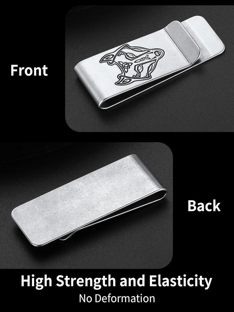 ChainsHouse Stainless Steel Money Clip Slim Wallet Credit Business Card Holder for Men, Wallet Charms Gift for Father Dad Husband - Image 4